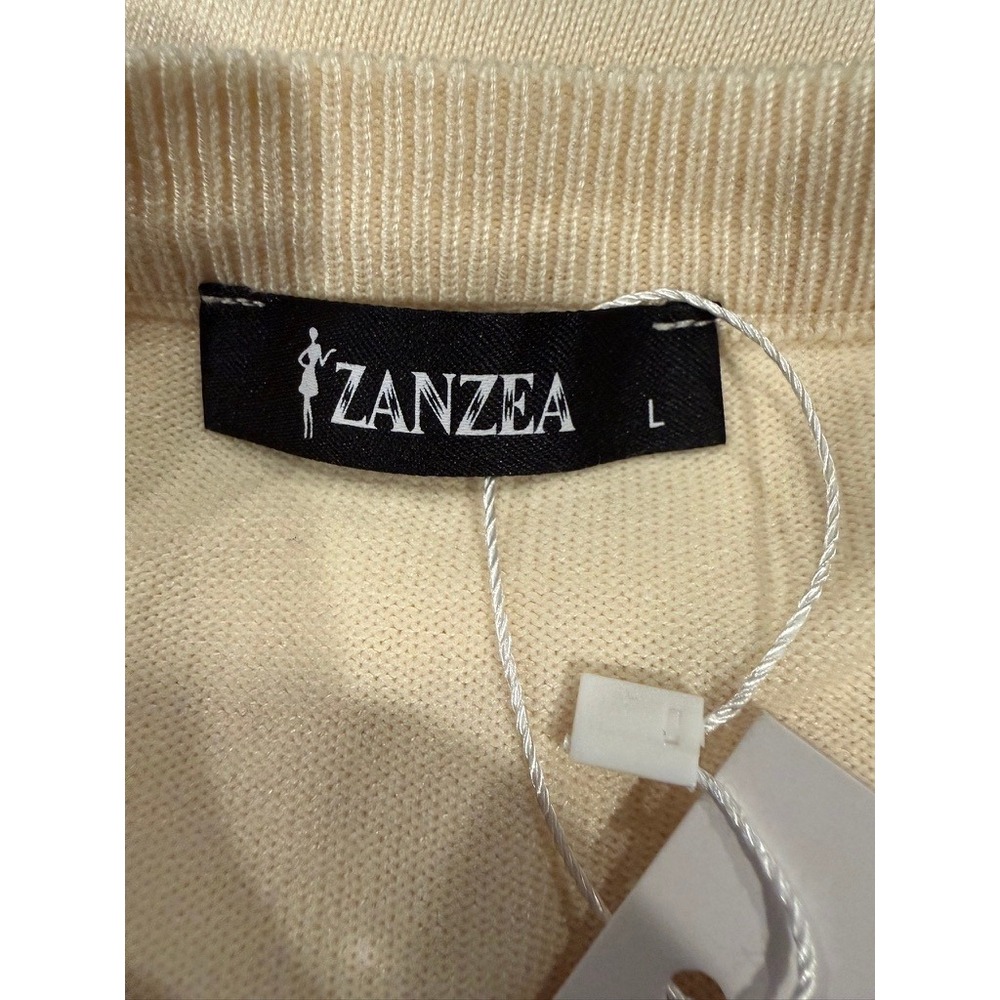 Zanzea Knit Shorts Set Womens Large Cream Black Stripe NWT Sporty - Picture 4 of 7